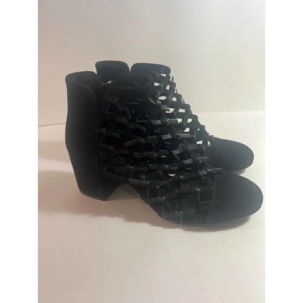 Cecelia New York Nessa Leather Knotted Bows Ankle Boots Black Sz. 6